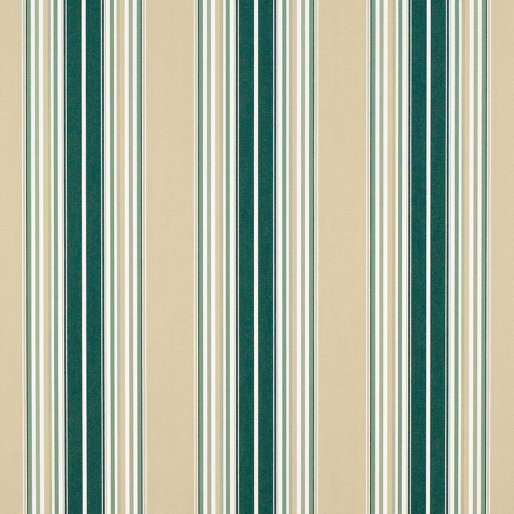 [874932] Sunbrella 46" 4932-0000 Forest Green/Beige/Natural Fancy Stripe